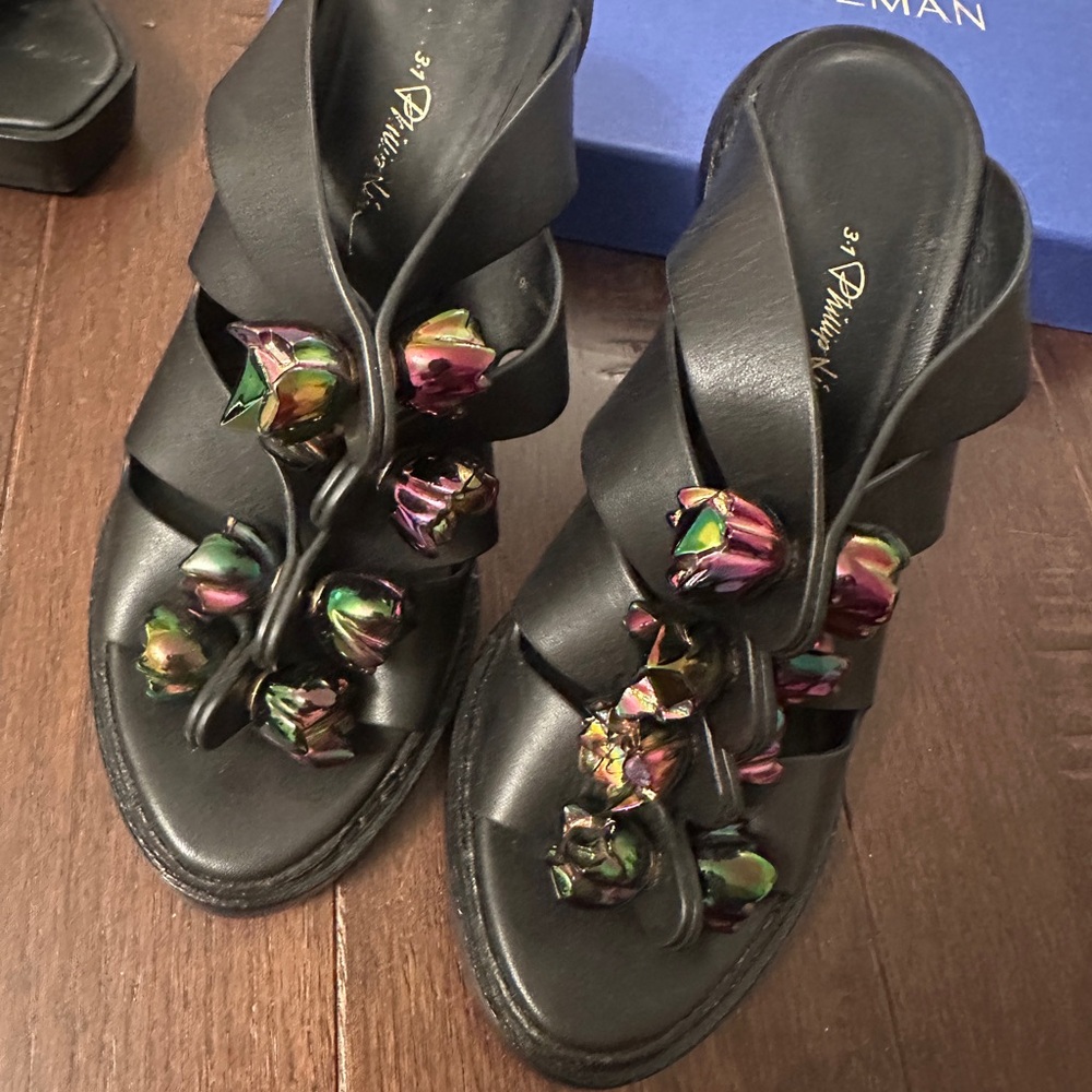 New！3.1 Phillip Lim Black Sandals with Iridescent Details
